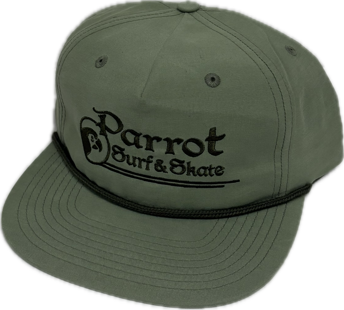 Parrot Surf & Skate PSS Stitch Flat Bill Snapback Hat front view