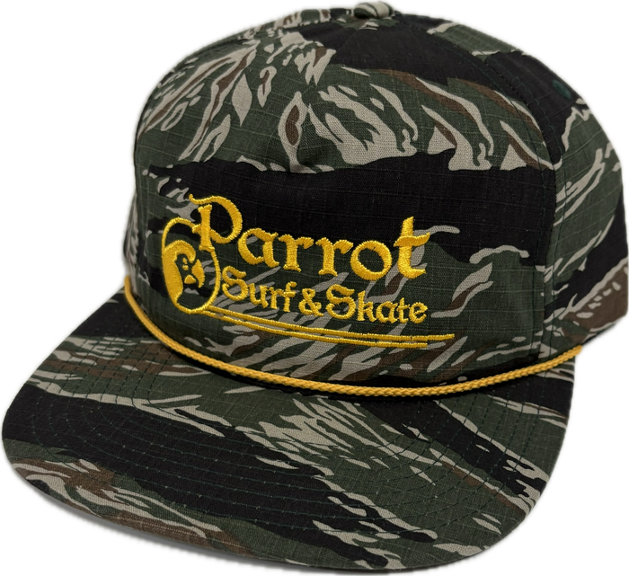 Parrot Surf & Skate PSS Stitch Flat Bill Snapback Hat front view