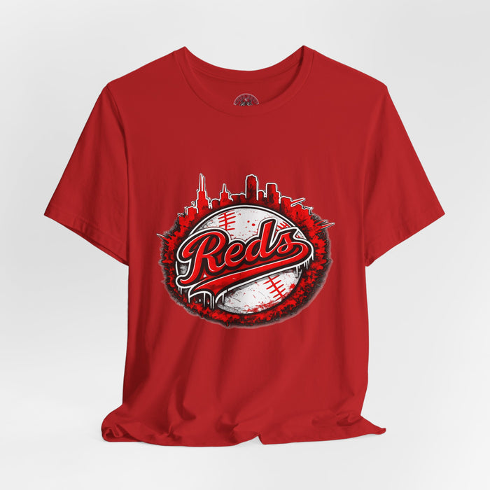 Reds Baseball Graphic Tee — City Skyline Baseball Design