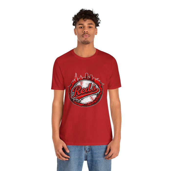 Reds Baseball Graphic Tee — City Skyline Baseball Design