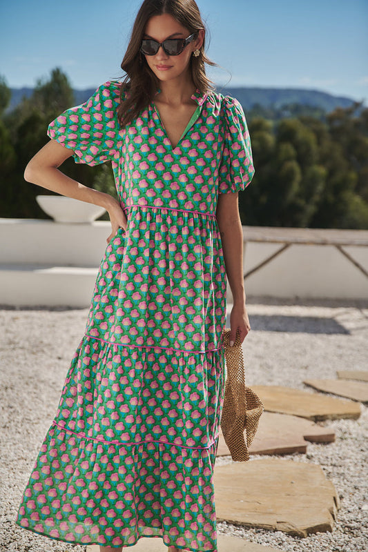 Renley Tiered Maxi Dress Gercy Abstract