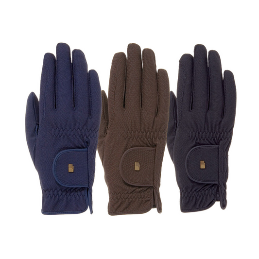 Navy, brown and black winter riding gloves