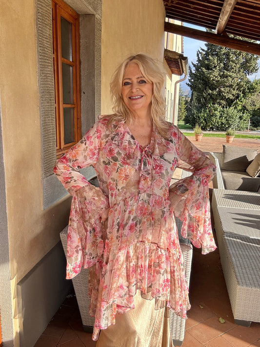 Roseanna Floral Ruffle Tunic Pink
