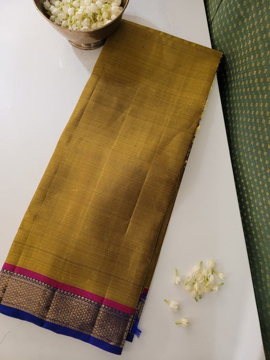 Sah A - Honey Mustard and Blue Dhoti
