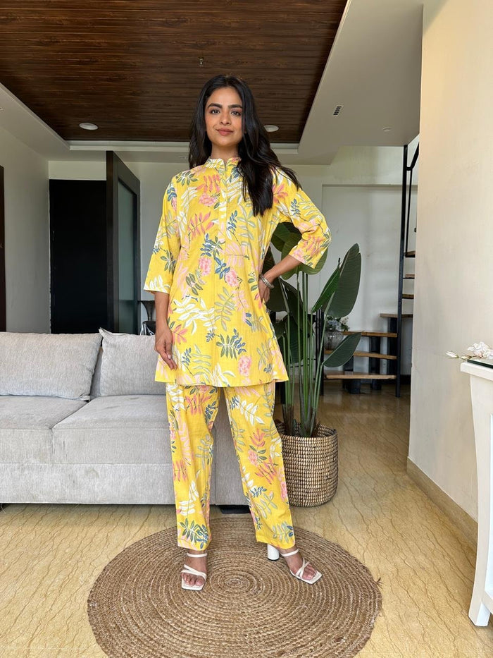 Sana Cotton Coord Set- Yellow