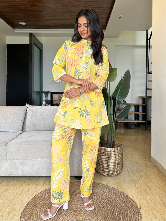 Sana Cotton Coord Set- Yellow