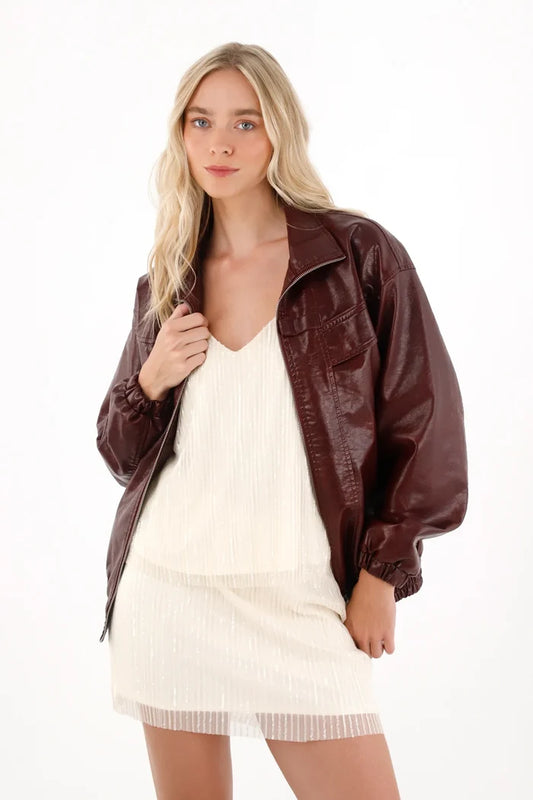 Short Skirt in Shiny Fabric for Women