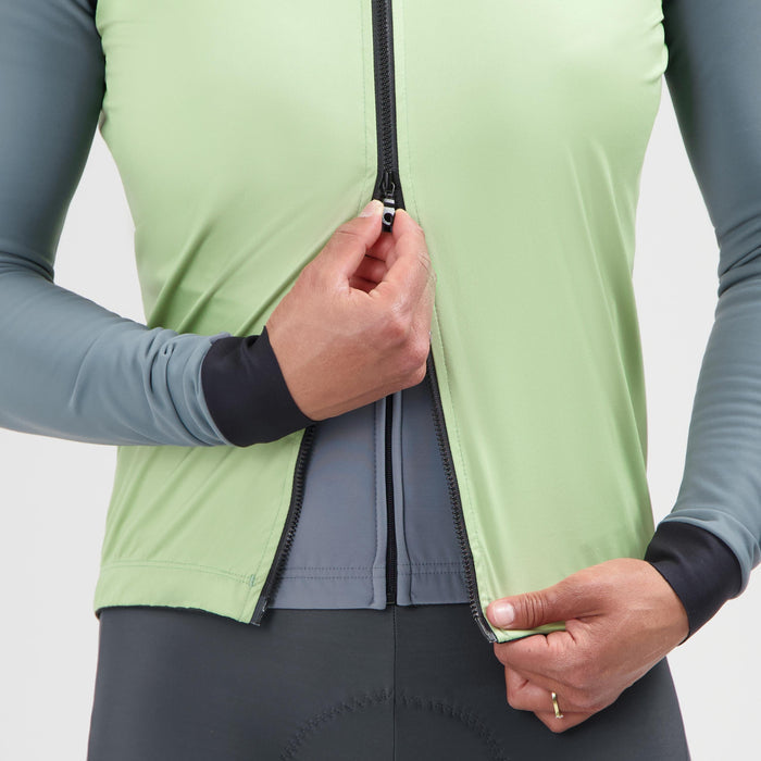 Rogelli Signature windstopper dames saliegroen rits voorkant.