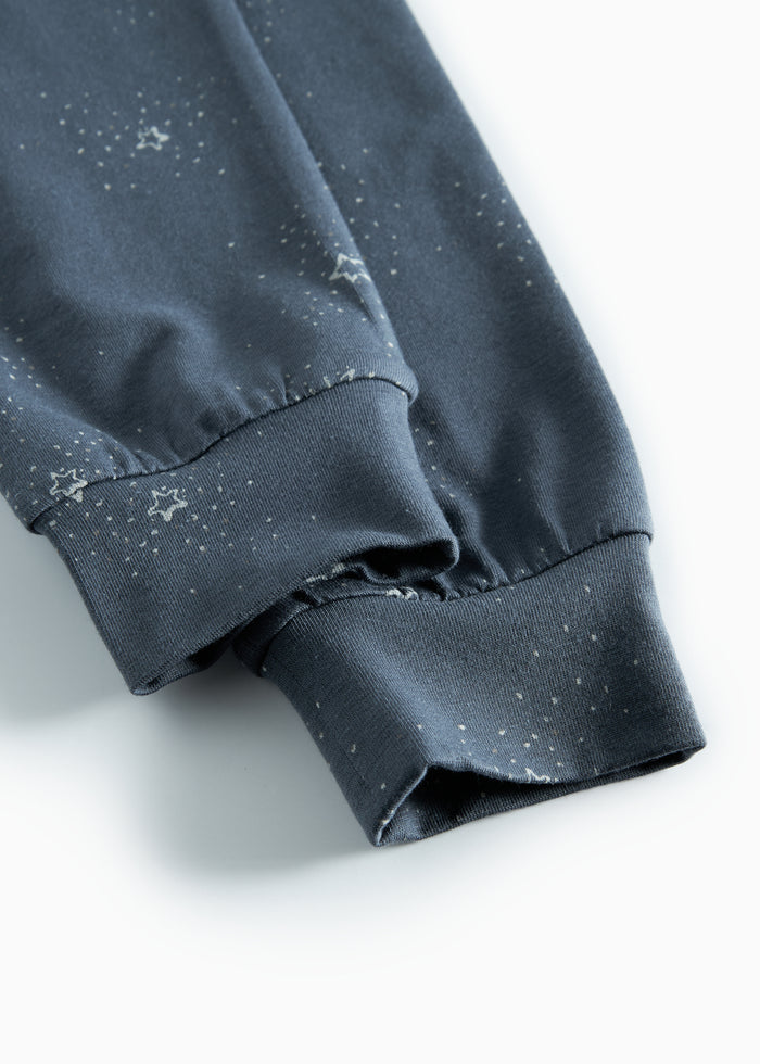 Dark blue pajama pants with star print for children