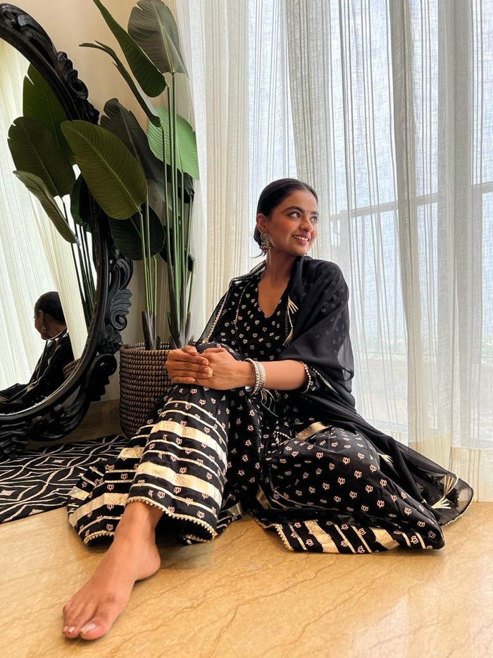 Star Stuck Black Gharara Set