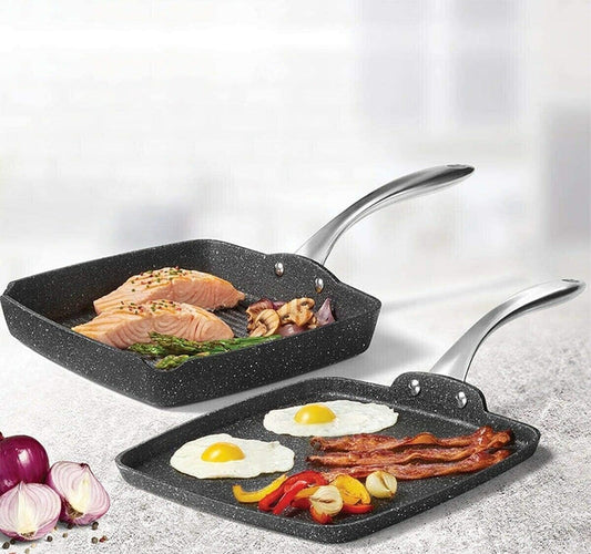Starfrit The Rock Grilling Pan And Griddle Pan Set Black 54cm - Shoppers-kart.com