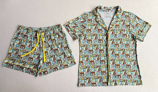 Sweet Dreams Pooh Button Down Top with Shorts PJ set