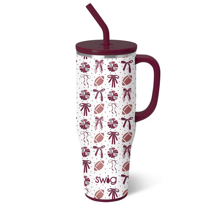 Maroon and White Football Mega Mug