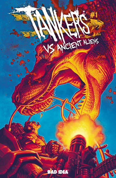 TANKERS VS ANCIENT ALIENS #1 (OF 4) CVR B LEWIS LAROSA VAR (LINES BEHIND TITLE ARE GREEN)