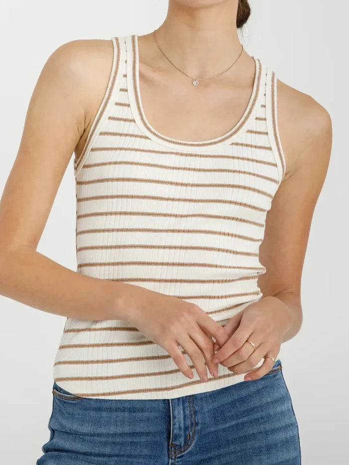 The Daily Tank Striped Ribbed Tank Top