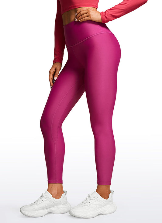 CRZ YOGA Women's Winter High Rise Thermal Fleece Lined Leggings 28'' Magenta Purple