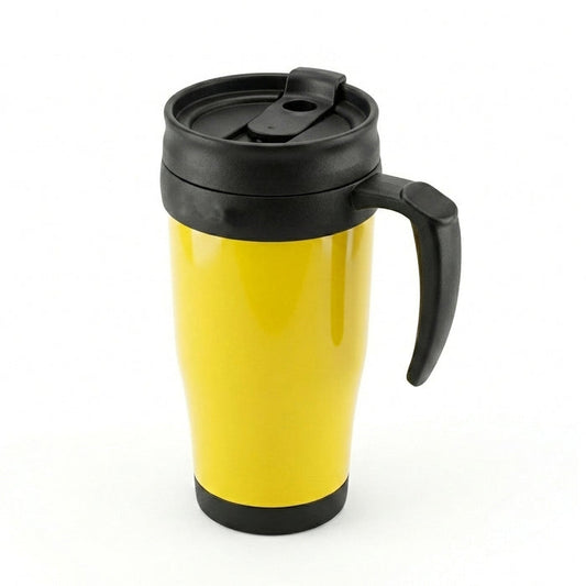 Thermo Travel Mug 400ml – Double Wall Insulated Travel Mug With Screw-On Lid & Slide Seal - Yellow