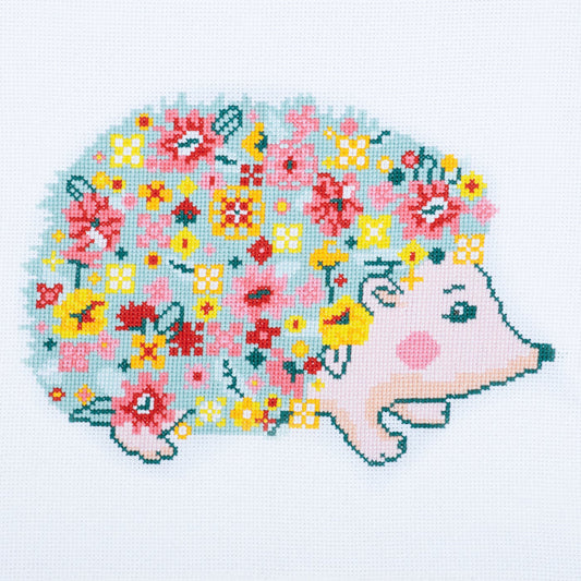 Trimits Counted Cross Stitch Kit Large: Hedgehog, 36x36cm, Includes Aida Fabric, Pre-Sorted Threads, Needle, Personalizing Alphabet, In...