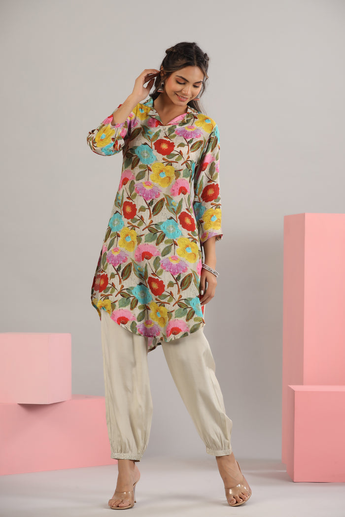 Tropical Kaleidoscope on Muslin Silk Co-ord set