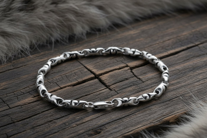 vkngjewelry Bracelet Viking Knotwork Link Bracelet, Handcrafted Sterling Silver Norse Jewelry
