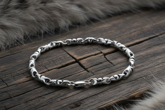 vkngjewelry Bracelet Viking Knotwork Link Bracelet, Handcrafted Sterling Silver Norse Jewelry