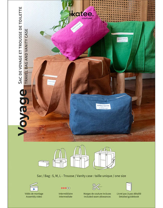 Voyage Travel Bag & Vanity Case Sewing Pattern, Ikatee