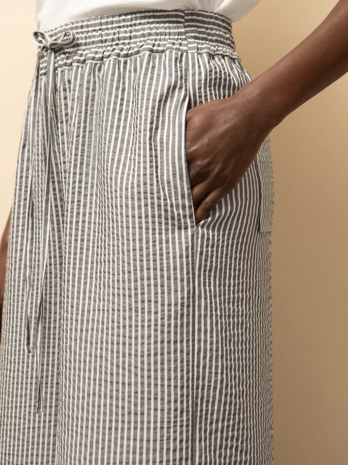 Washed Black And White Stripe Trousers