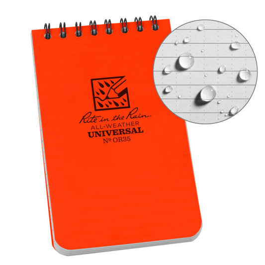 Weatherproof Top Spiral Notebook, 4" x 6", Tan Cover, Universal Pattern (No. 946T)