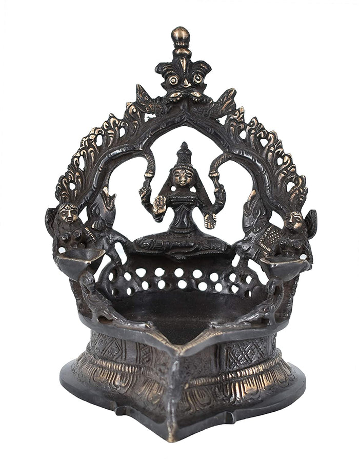 White Whale Brass Lamp Laxmi Vilakku Traditional Diya Oil Deepak for Puja