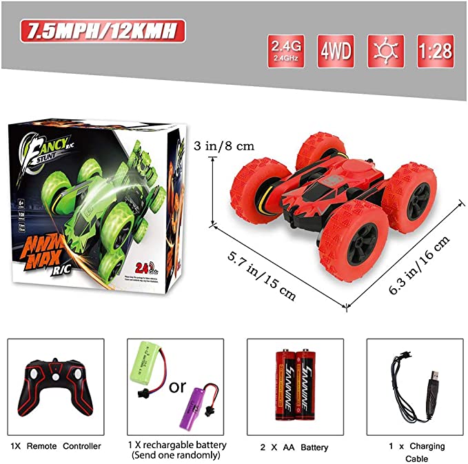 White Whale Car Toys for 5-10 Year Old Boys JoyJam RC Stunt Car Off Road RC Cars for Kids and Adults 2.4Ghz Remote Control Truck High Speed Racing Car for Girls 360 Degree Rolling Rotation Christmas Birthday Gift (Assorted)