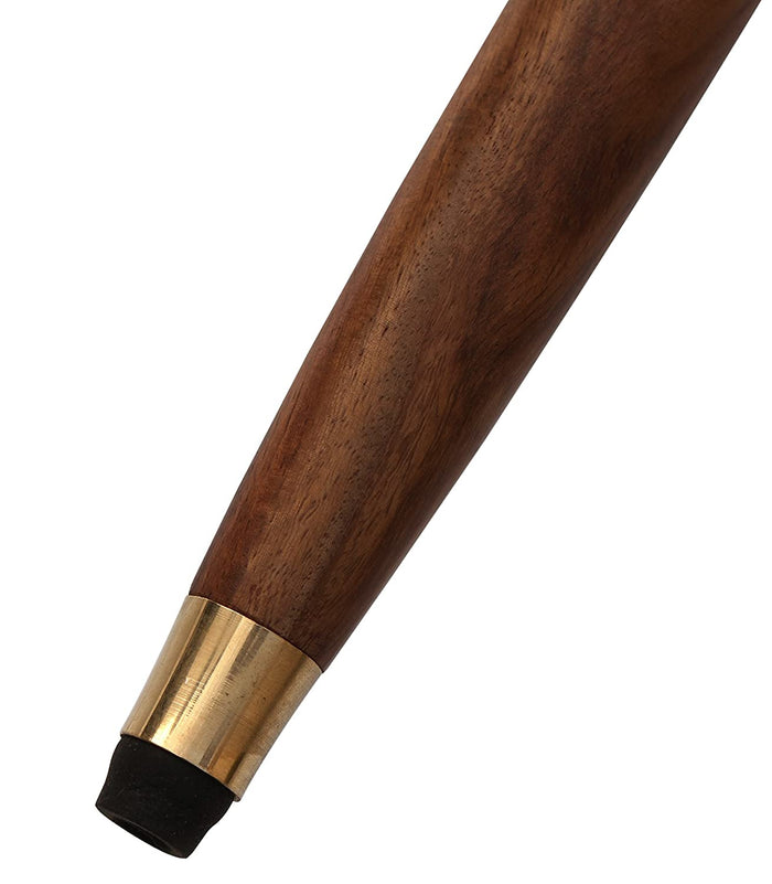 White Whale Round Brass Handle Walking Stick - Men Derby Canes and Wooden Walking Stick for Men and Women - 37" Brown Ebony Brass Handle in Golden Tone Natural Wood Unisex Cane