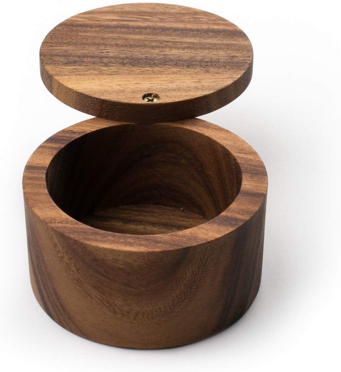 White Whale Wooden Salt Box for Kitchen or Dining Table Spice and Herb Container