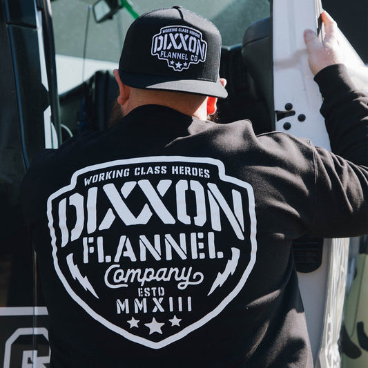 White Worn Badge Crewneck - Black - Dixxon Flannel Co.