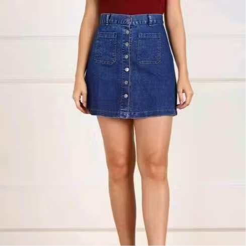 WIND Women's Dark Blue Denim Skirt – Classic Solid Mini Skirt