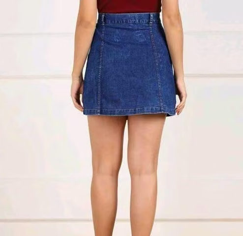 WIND Women's Dark Blue Denim Skirt – Classic Solid Mini Skirt