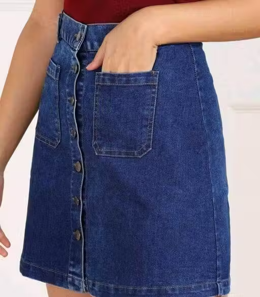 WIND Women's Dark Blue Denim Skirt – Classic Solid Mini Skirt