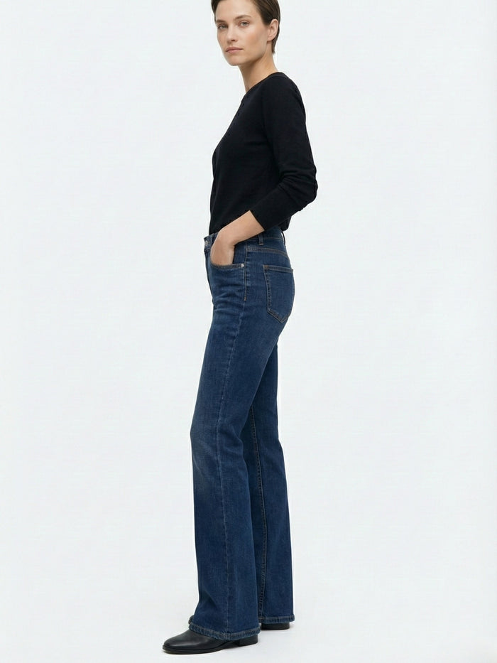 Women High-Rise Bootcut Dark Blue Denim Jeans