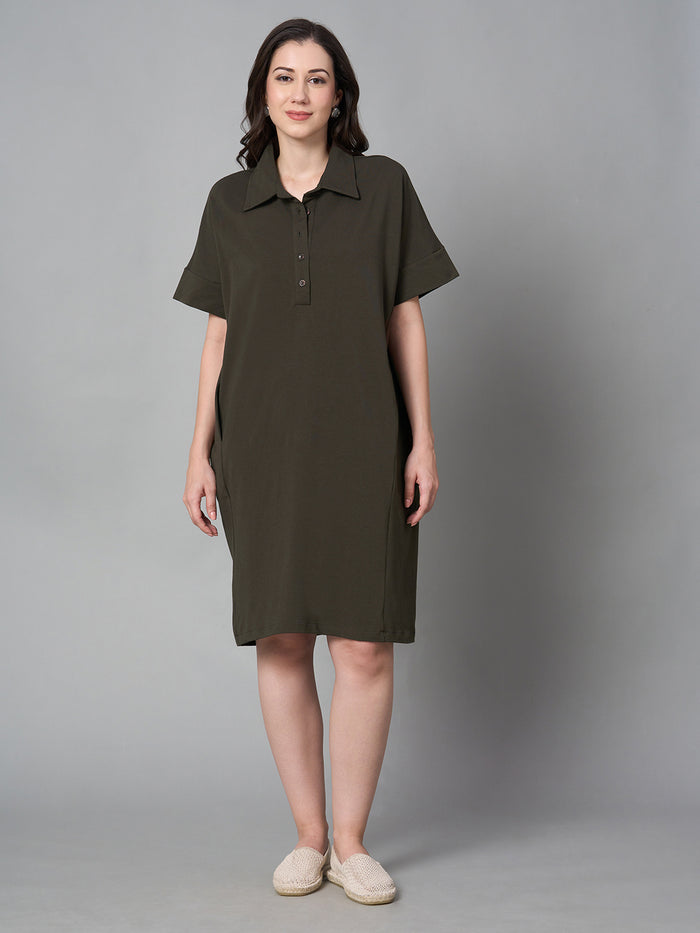 Women's Cotton Elastane Regular Fit Kdress Brown