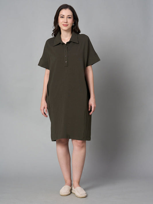 Women's Cotton Elastane Regular Fit Kdress Brown