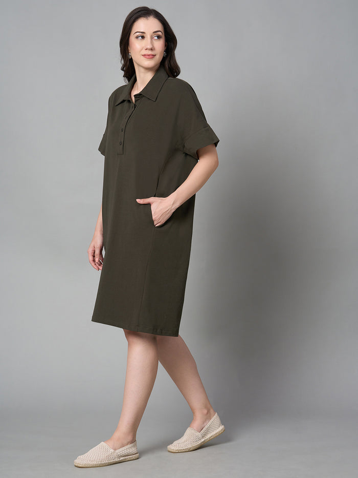 Women's Cotton Elastane Regular Fit Kdress Brown