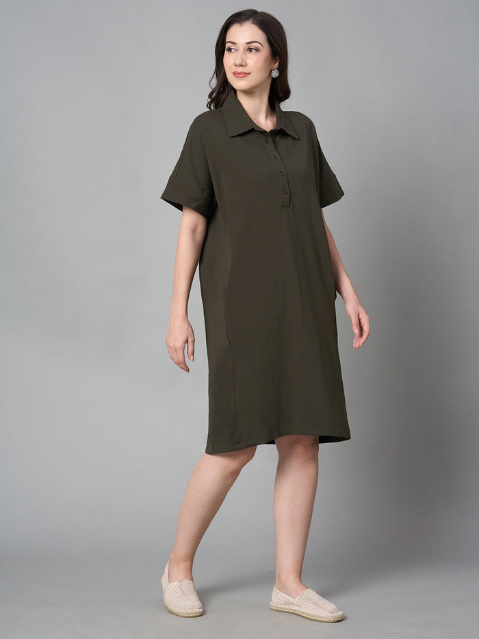 Women's Cotton Elastane Regular Fit Kdress Brown