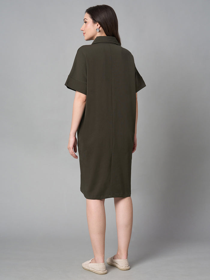 Women's Cotton Elastane Regular Fit Kdress Brown