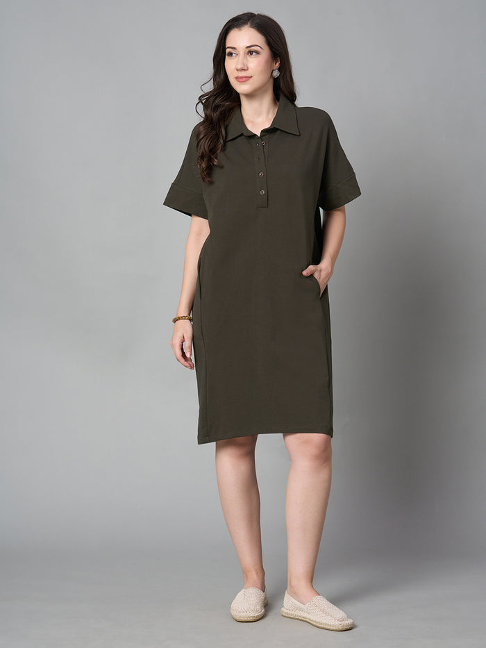 Women's Cotton Elastane Regular Fit Kdress Brown