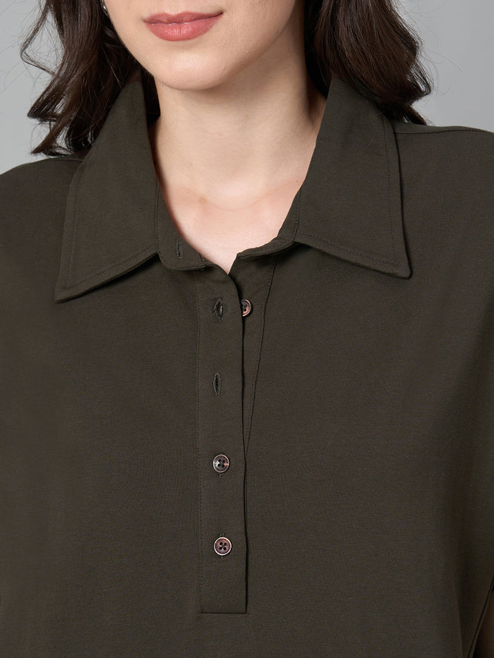 Women's Cotton Elastane Regular Fit Kdress Brown