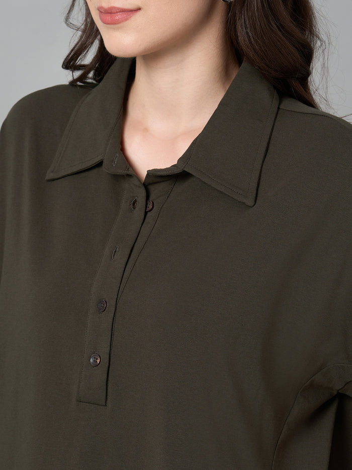 Women's Cotton Elastane Regular Fit Kdress Brown
