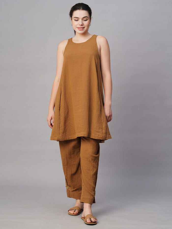 Women's Cotton Regular Fit Kurta Mustard