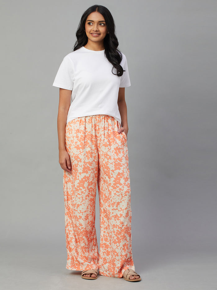 Women's Viscose Regular Fit Pyjama Orange