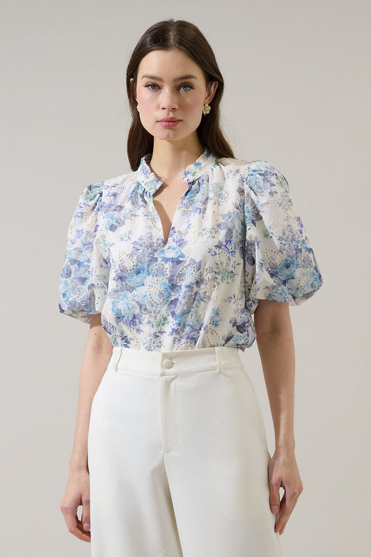 Yalinda Eyelet Puff Sleeve Top