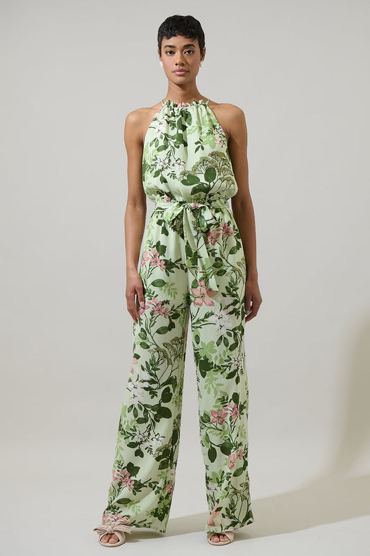 Zane Floral Lighthearted Trapeze Jumpsuit